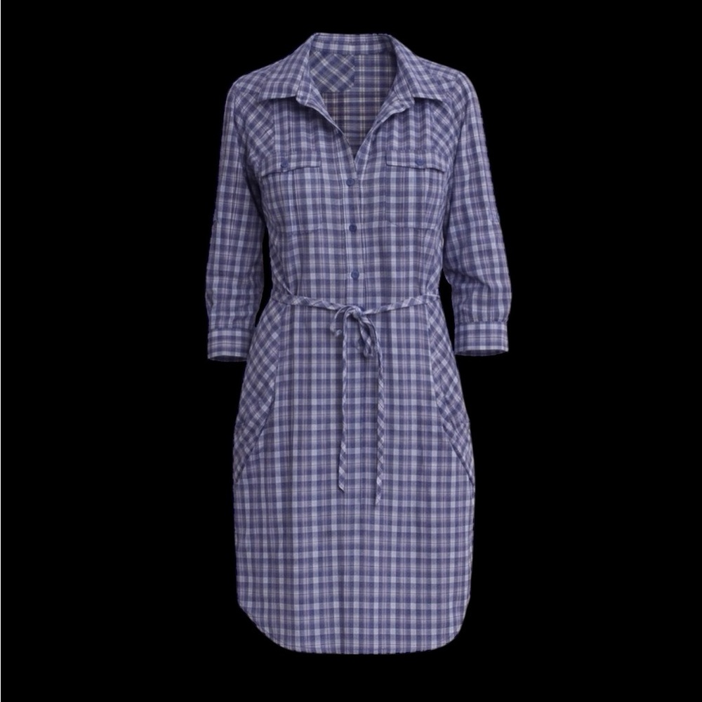 Duluth Trading Co Purple Plaid Shirt Dress Size Small